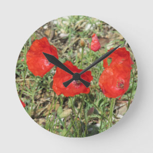 Relógio Redondo Corfu Red Poppies