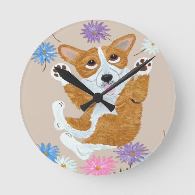 Relógio Redondo Corgi Wall Clock (Frente)