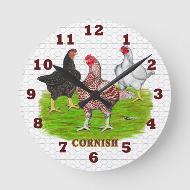 Relógio Redondo Cornish Chickens Clock (Frente)