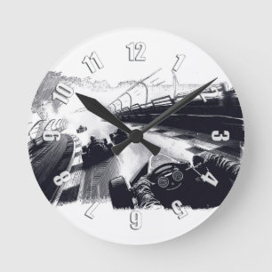 Relógio Redondo Corridas de carrinho em volta da pista