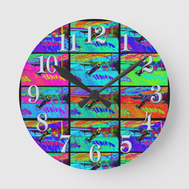 Relógio Redondo Corte a rampa - Patinete de dublagem (Frente)