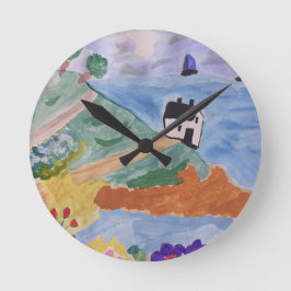 Relógio Redondo Costa e Flores de Verão