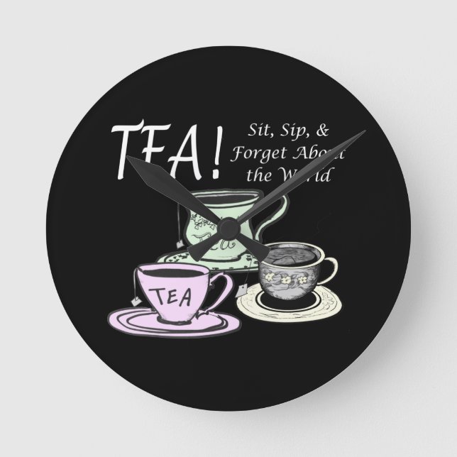 Relógio Redondo Cota de Positividade do Tea Lover - Sit Sip Esqueç (Frente)