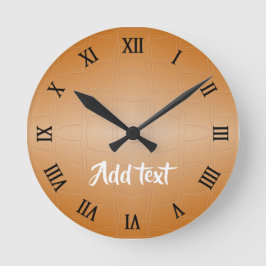 Relógio Redondo Couro castanho monograma texturizado