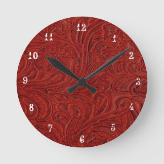 Relógio Redondo Cowboy Country Red Tool Leather Look lock