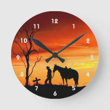 Cowboy Prayer Silhout Wall Clock