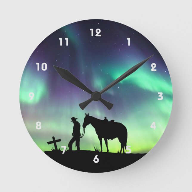 Relógio Redondo Cowboy Prayer Silhout Wall Clock (Frente)