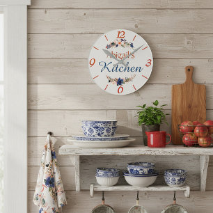 Relógio Redondo Cozinha floral personalizada