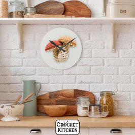 Relógio Redondo Cozy Cottagecore Crochet Mushroom Fairy Garden