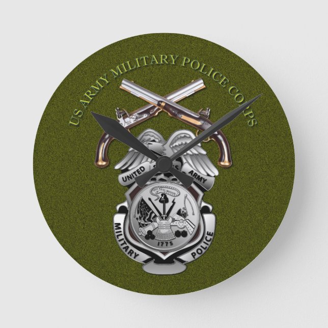 Relógio Redondo CRACHÁ MP e pistolas cruzadas (Frente)