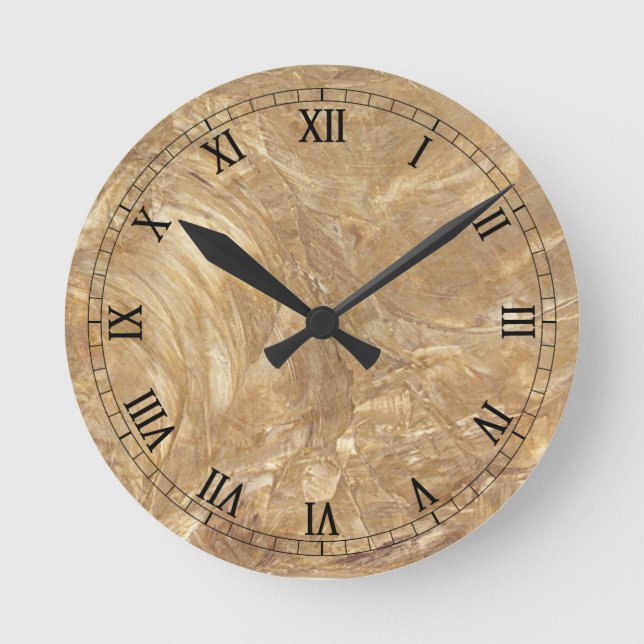 Relógio Redondo Creme Marble Faux Finish (Frente)