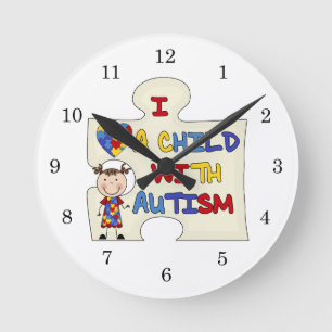Relógio Redondo Criança com a menina triguenha 2 do autismo