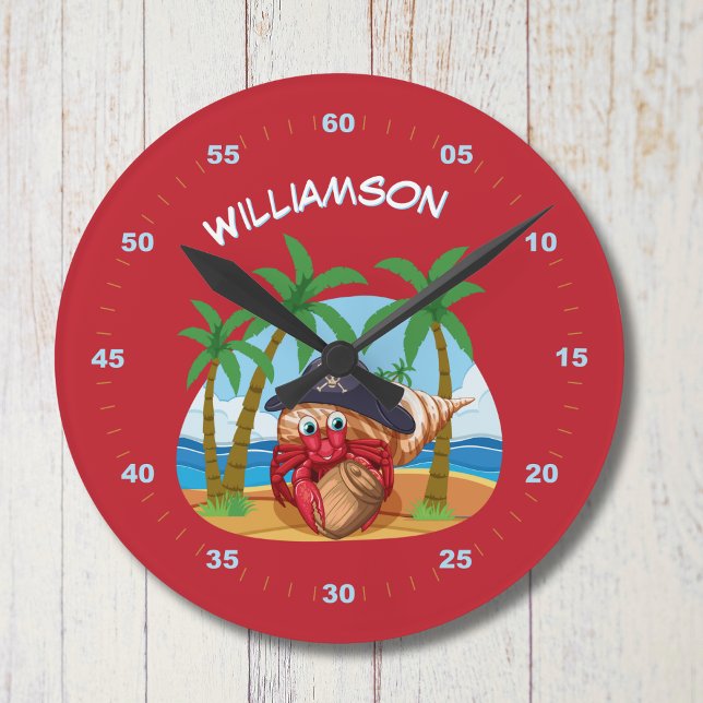 Relógio Redondo Crianças de diversão personalizadas do Hermit Crab (Criador carregado)