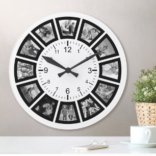 Relógio Redondo Crie seu próprio Moderno de Colagem de Fotos 12 Pe