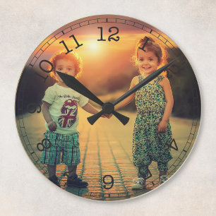 Relógio Redondo Crie seu próprio Moderno de Fotografias Personaliz