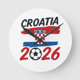 Relógio Redondo Croatia 2026 Soccer Fan Design Flag Colors
