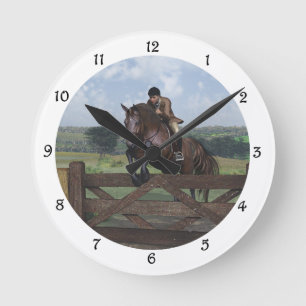 Relógio Redondo Cross Country - Jumping Horse Wall Clock