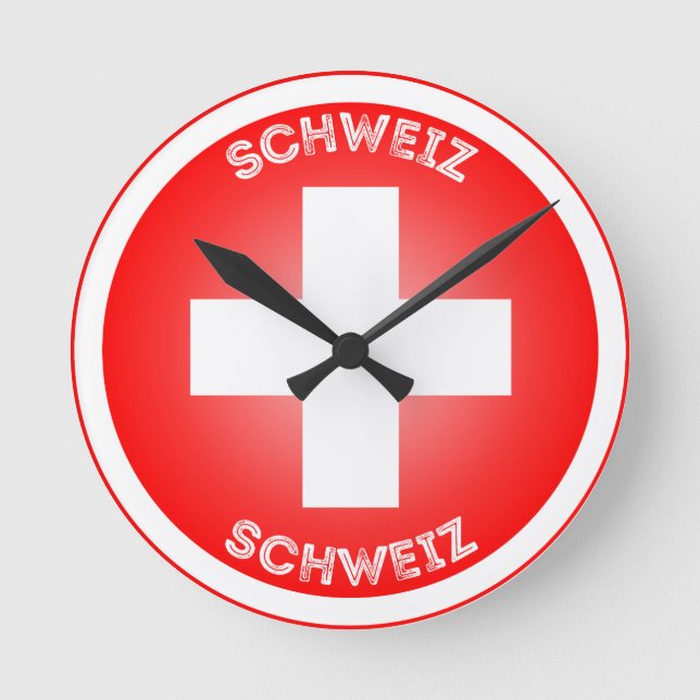 Relógio Redondo Cruz Suíça Schweiz Círculo Forma  (Frente)