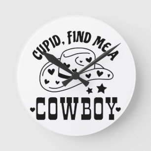 Relógio Redondo Cupido Encontre Me Um Cowboy Western