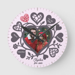 Relógio Redondo Custom Heart Photo Romantic Wall Clock