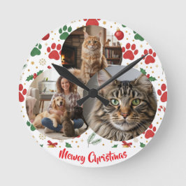 Relógio Redondo Custom Pet Lover Christmas Wall Clock
