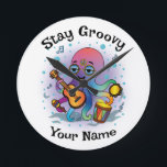 Relógio Redondo Custom Wall Clock | Retro Octopus | Name & Text<br><div class="desc">✨ Add groovy retro vibes to your wall with this custom octopus clock!
🖊️ Customize the top phrase   add any name for a one-of-a-kind gift.
🕒 Perfect for home decor,  offices,  dorm rooms,  and kids’ spaces.
🎁 Great for birthdays,  holidays,  and personalized surprises.</div>