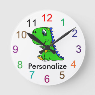 Relógio Redondo Cute baby dinosaur wall clock
