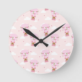 Relógio Redondo Cute Capybara Hot Air Balloon