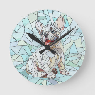 Relógio Redondo Cute French Bulldog Puppy - mosaico pastel