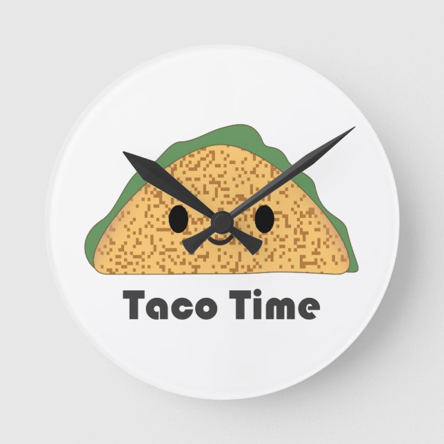 Relógio Redondo Cute Kawaii Taco Time Taco (Frente)