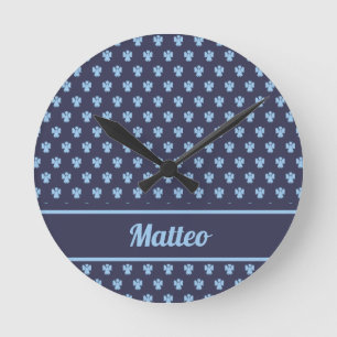 Relógio Redondo Cute navy blue angel pattern personalized name