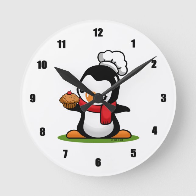 Relógio Redondo Cute Penguin Wall Clock (Frente)