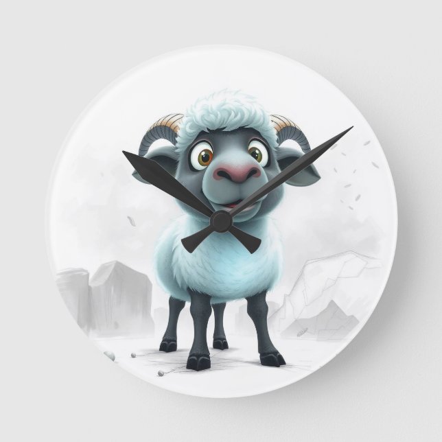 Relógio Redondo Cute Sheep Cozy Design (Frente)