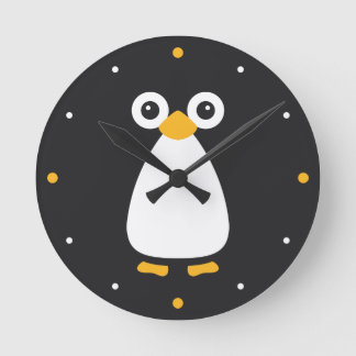 Relógio Redondo Cute Vetor Penguin