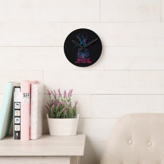 Relógio Redondo Cyberpunk VR Gamer Wall Clock | Neon Gaming Room D