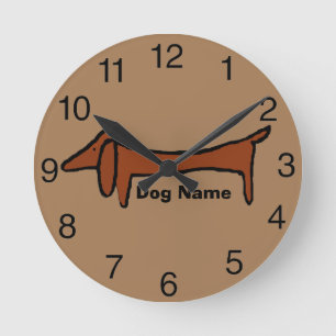 Relógio Redondo Dachshund, Brown Clock, nome de edição