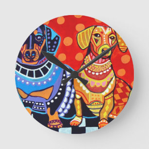 Relógio Redondo Dachshunds pela urze Galler