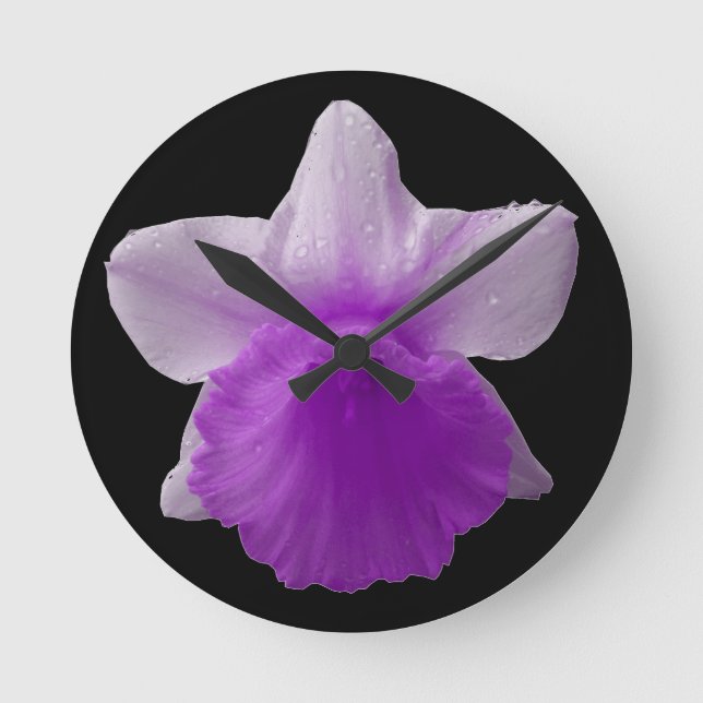 Relógio Redondo Daffodil Purple Wall Clock (Frente)
