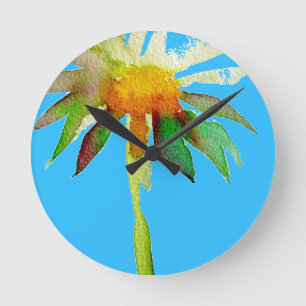 Relógio Redondo Daisy Blue Modern Art flower