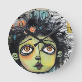 Relógio Redondo Dama da Arte 29 Encantadora e angustiado