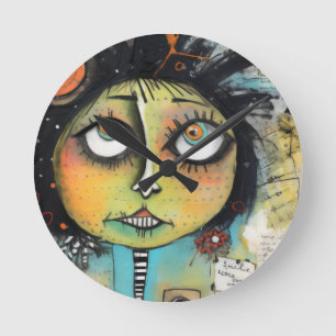 Relógio Redondo Dama de Arte 19 Encantadora e aflita