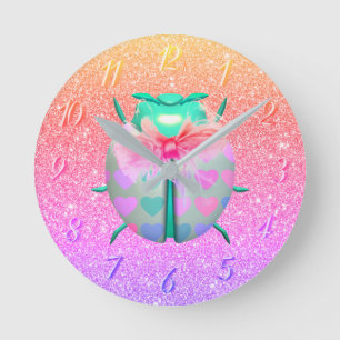 Relógio Redondo Damybug adoráveis corações fofinhos