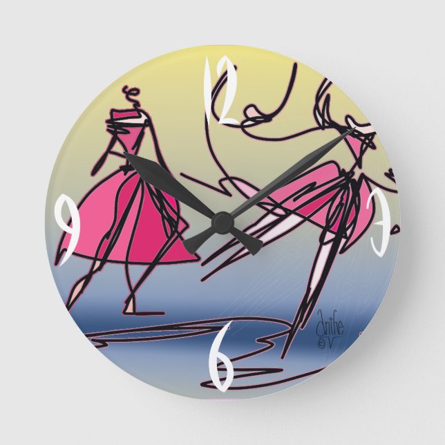 Relógio Redondo Dança, salta e vira. (Frente)