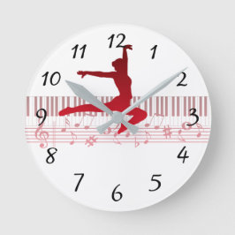 Relógio Redondo dançarina de balé em um teclado 