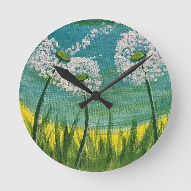 Relógio Redondo Dandelions - Pintura Original (Frente)