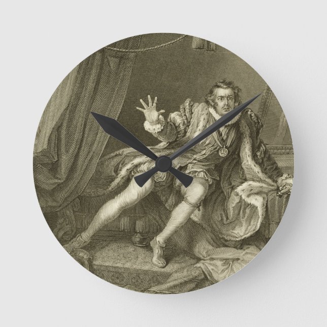 Relógio Redondo David Garrick (1717-79) como Richard III, ato V (Frente)