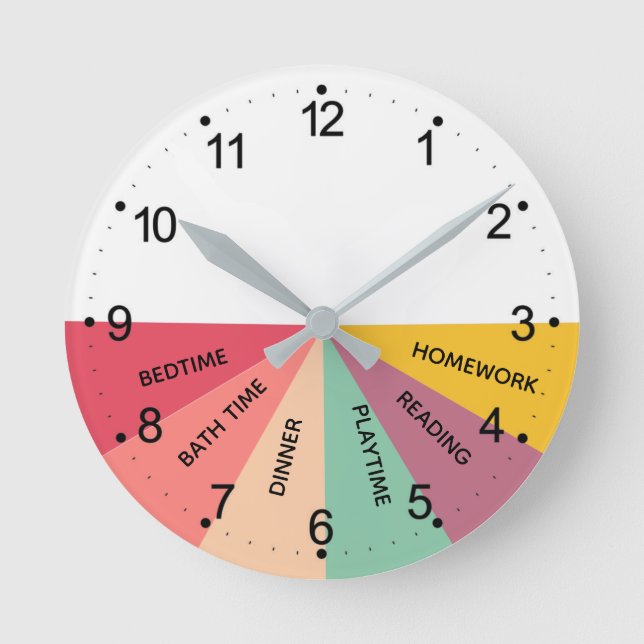 Relógio Redondo de Cores de Programação Diária (Frente)