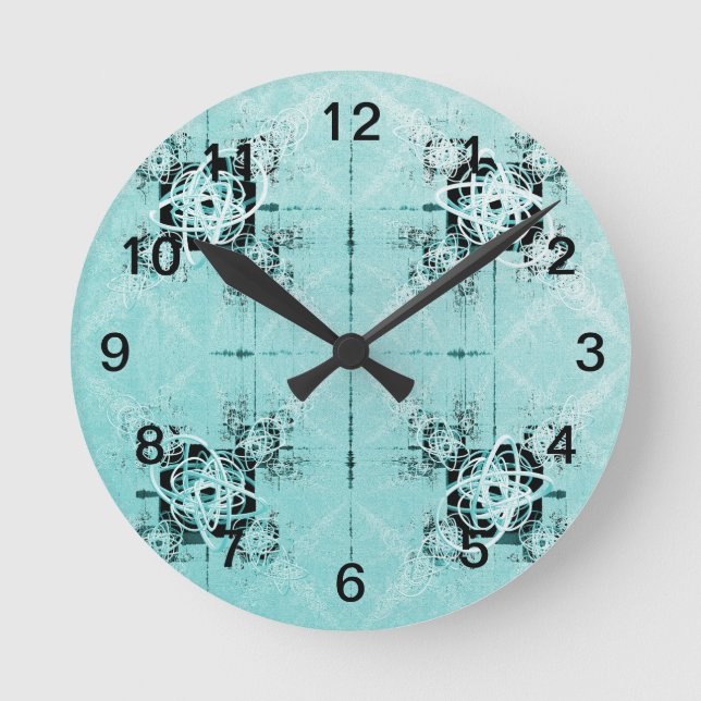 Relógio redondo de exclusão espiral abstrato (Frente)