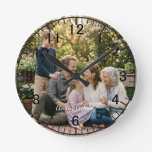 Relógio Redondo de Foto Personalizado da Família E