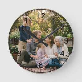 Relógio Redondo de Foto Personalizado da Família E